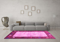 Machine Washable Abstract Pink Contemporary Rug, wshcon2799pnk