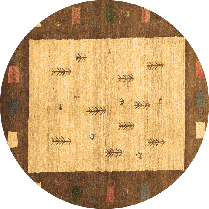 Round Abstract Brown Contemporary Rug, con2799brn