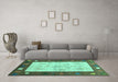 Machine Washable Abstract Turquoise Contemporary Area Rugs in a Living Room,, wshcon2799turq