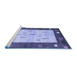 Sideview of Machine Washable Abstract Blue Contemporary Rug, wshcon2799blu