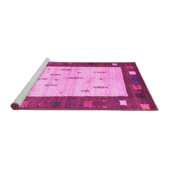 Sideview of Machine Washable Abstract Pink Contemporary Rug, wshcon2799pnk