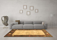 Machine Washable Abstract Brown Contemporary Rug, wshcon2799brn