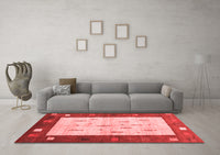 Machine Washable Abstract Red Contemporary Rug, wshcon2799red