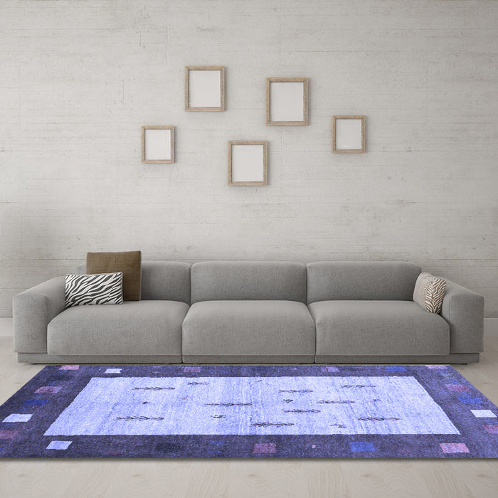 Machine Washable Abstract Blue Contemporary Rug in a Living Room, wshcon2799blu