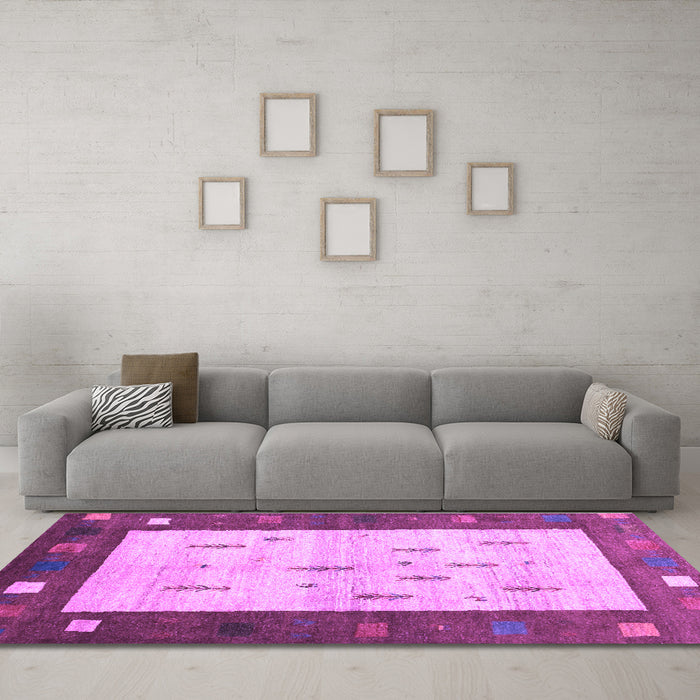 Machine Washable Abstract Purple Contemporary Area Rugs in a Living Room, wshcon2799pur
