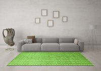 Machine Washable Abstract Green Contemporary Rug, wshcon279grn