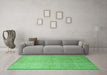 Machine Washable Abstract Emerald Green Contemporary Area Rugs in a Living Room,, wshcon279emgrn