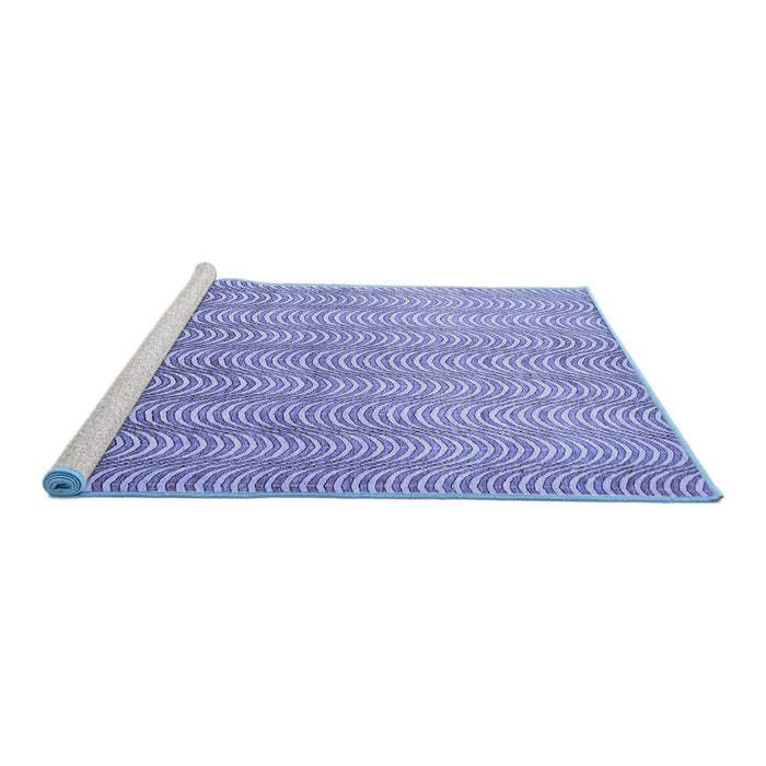 Sideview of Machine Washable Abstract Blue Contemporary Rug, wshcon279blu