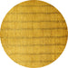 Round Machine Washable Abstract Yellow Contemporary Rug, wshcon279yw