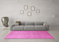 Machine Washable Abstract Pink Contemporary Rug, wshcon279pnk