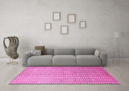 Machine Washable Abstract Pink Contemporary Rug in a Living Room, wshcon279pnk