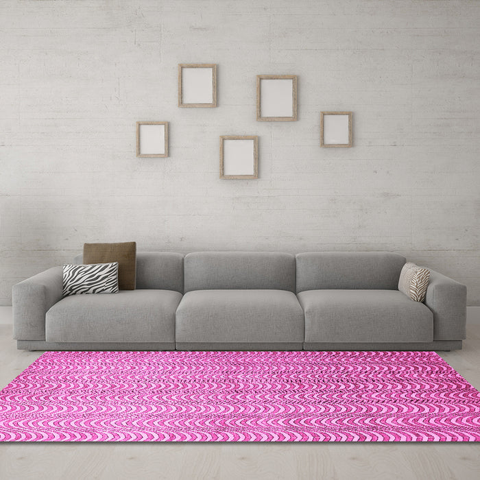 Machine Washable Abstract Pink Contemporary Rug in a Living Room, wshcon279pnk