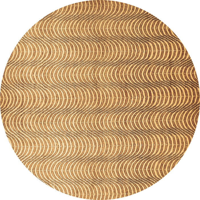 Round Abstract Brown Contemporary Rug, con279brn