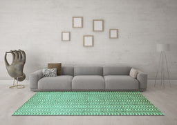 Machine Washable Abstract Turquoise Contemporary Area Rugs in a Living Room,, wshcon279turq