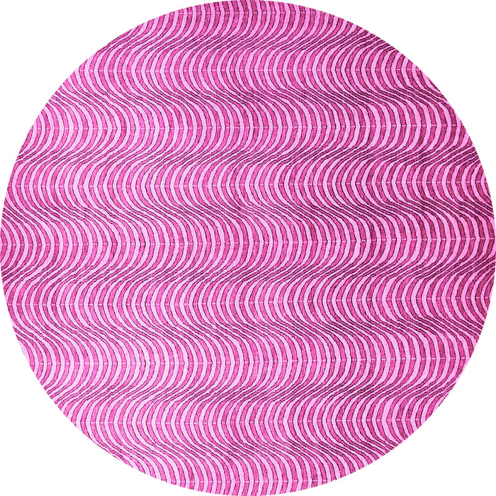 Round Machine Washable Abstract Pink Contemporary Rug, wshcon279pnk