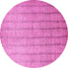 Round Machine Washable Abstract Pink Contemporary Rug, wshcon279pnk