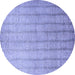 Round Abstract Blue Contemporary Rug, con279blu