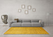 Machine Washable Abstract Yellow Contemporary Rug in a Living Room, wshcon279yw