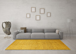 Machine Washable Abstract Yellow Contemporary Rug in a Living Room, wshcon279yw