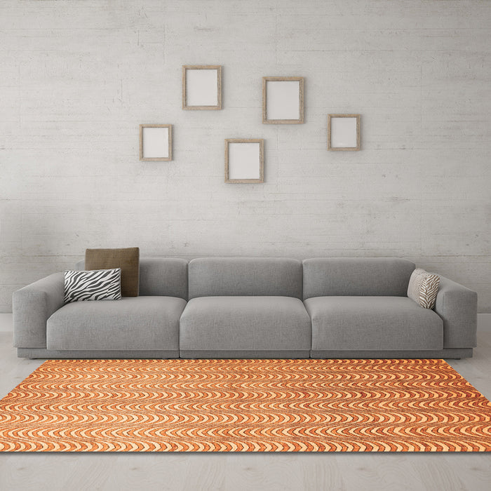 Machine Washable Abstract Orange Contemporary Area Rugs in a Living Room, wshcon279org
