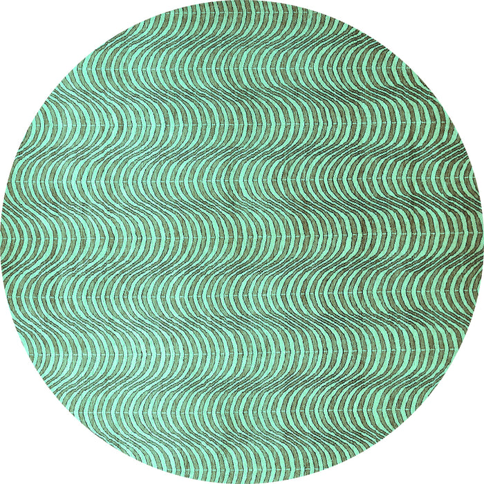 Round Abstract Turquoise Contemporary Rug, con279turq