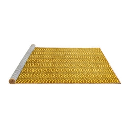 Sideview of Machine Washable Abstract Yellow Contemporary Rug, wshcon279yw