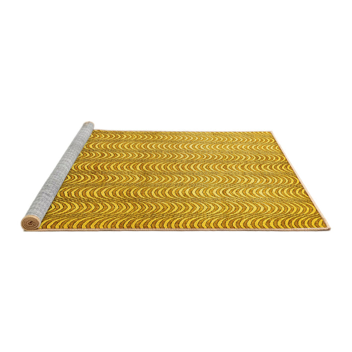 Sideview of Machine Washable Abstract Yellow Contemporary Rug, wshcon279yw