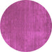 Round Machine Washable Abstract Purple Contemporary Area Rugs, wshcon27pur