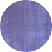 Round Abstract Blue Contemporary Rug, con27blu