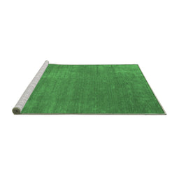 Sideview of Machine Washable Abstract Emerald Green Contemporary Area Rugs, wshcon27emgrn