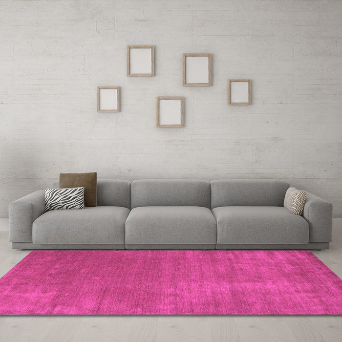 Machine Washable Abstract Pink Contemporary Rug in a Living Room, wshcon27pnk
