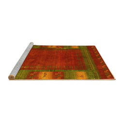 Sideview of Machine Washable Abstract Yellow Contemporary Rug, wshcon2800yw