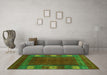 Machine Washable Abstract Green Contemporary Area Rugs in a Living Room,, wshcon2800grn