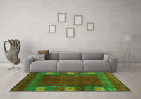 Machine Washable Abstract Green Contemporary Rug, wshcon2800grn