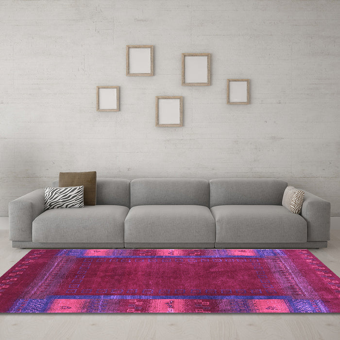 Machine Washable Abstract Purple Contemporary Area Rugs in a Living Room, wshcon2800pur