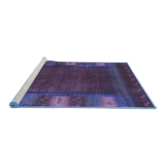 Sideview of Machine Washable Abstract Blue Contemporary Rug, wshcon2800blu