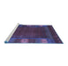 Sideview of Machine Washable Abstract Blue Contemporary Rug, wshcon2800blu