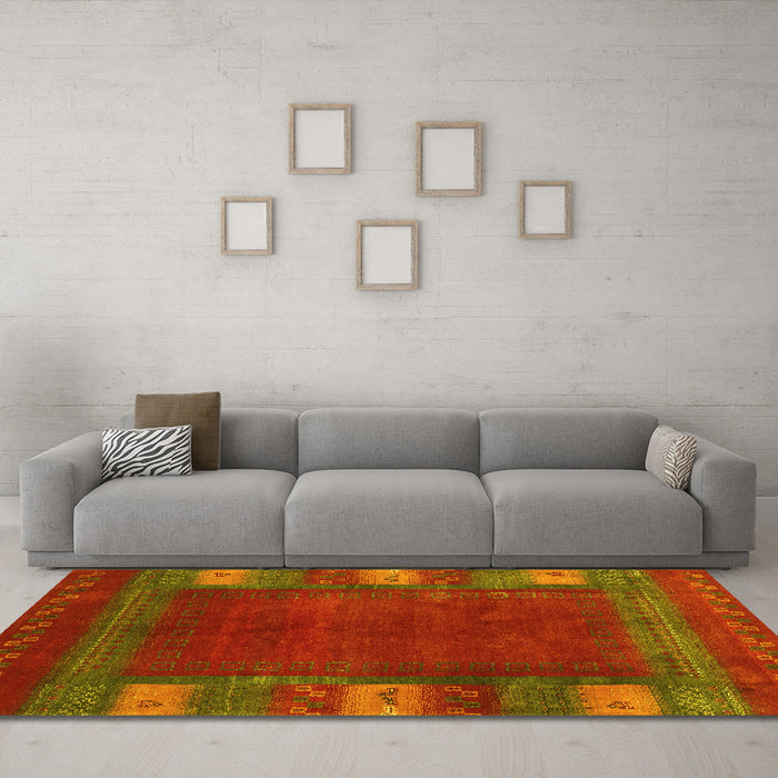 Machine Washable Abstract Yellow Contemporary Rug in a Living Room, wshcon2800yw