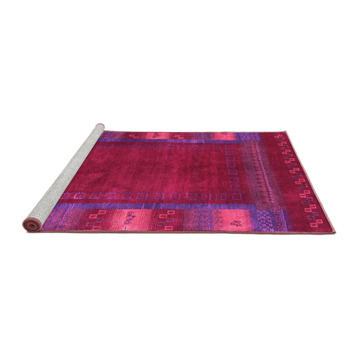 Sideview of Machine Washable Abstract Pink Contemporary Rug, wshcon2800pnk