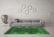 Machine Washable Abstract Emerald Green Contemporary Area Rugs in a Living Room,, wshcon2800emgrn