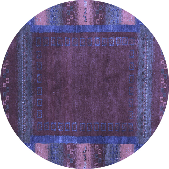 Round Abstract Blue Contemporary Rug, con2800blu
