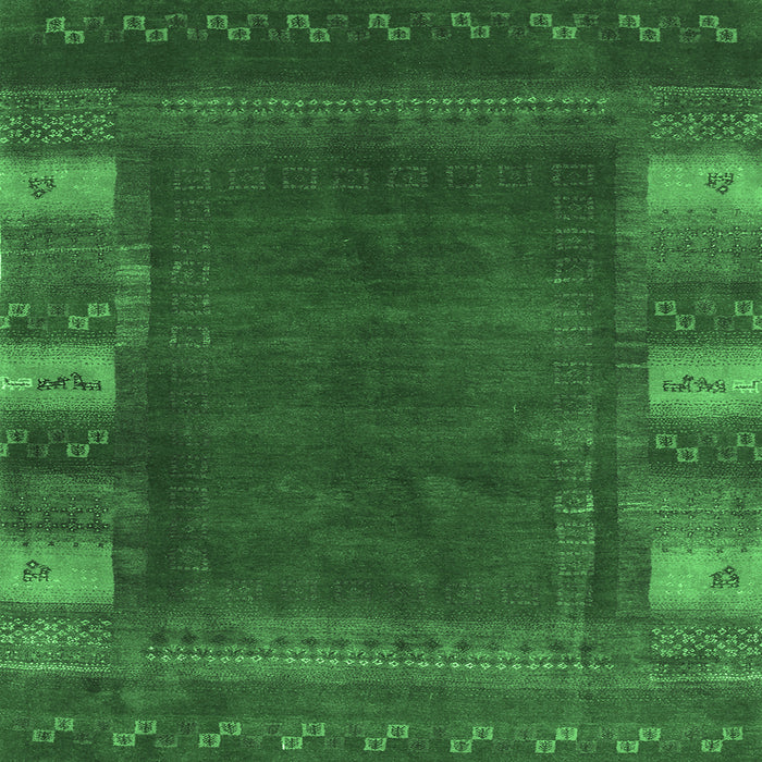 Square Machine Washable Abstract Emerald Green Contemporary Area Rugs, wshcon2800emgrn