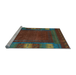 Sideview of Machine Washable Abstract Light Blue Contemporary Rug, wshcon2800lblu