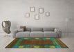 Machine Washable Abstract Turquoise Contemporary Area Rugs in a Living Room,, wshcon2800turq