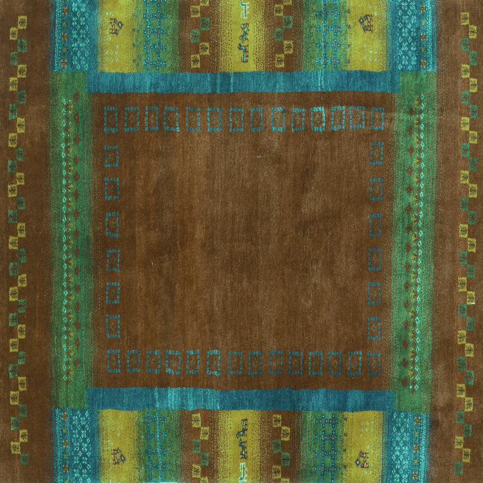Square Machine Washable Abstract Turquoise Contemporary Area Rugs, wshcon2800turq