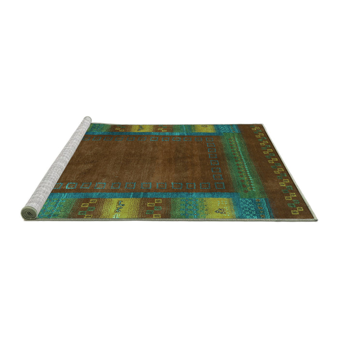 Sideview of Machine Washable Abstract Turquoise Contemporary Area Rugs, wshcon2800turq