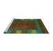 Sideview of Machine Washable Abstract Turquoise Contemporary Area Rugs, wshcon2800turq