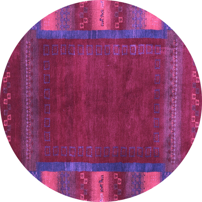 Round Machine Washable Abstract Purple Contemporary Area Rugs, wshcon2800pur