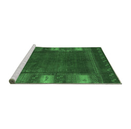 Sideview of Machine Washable Abstract Emerald Green Contemporary Area Rugs, wshcon2800emgrn