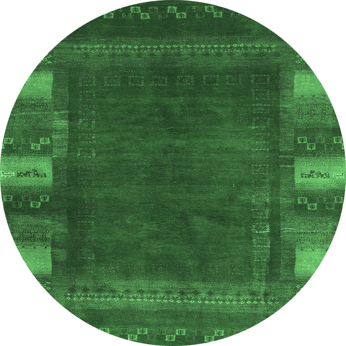 Round Abstract Emerald Green Contemporary Rug, con2800emgrn